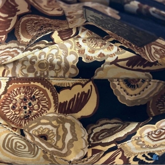 Brighton Elegant Black Leather classic Tote Bag, Embossed trim, Silver Hardware - Picture 4 of 5